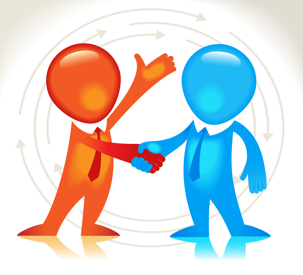 Business hand shake. The business agreement